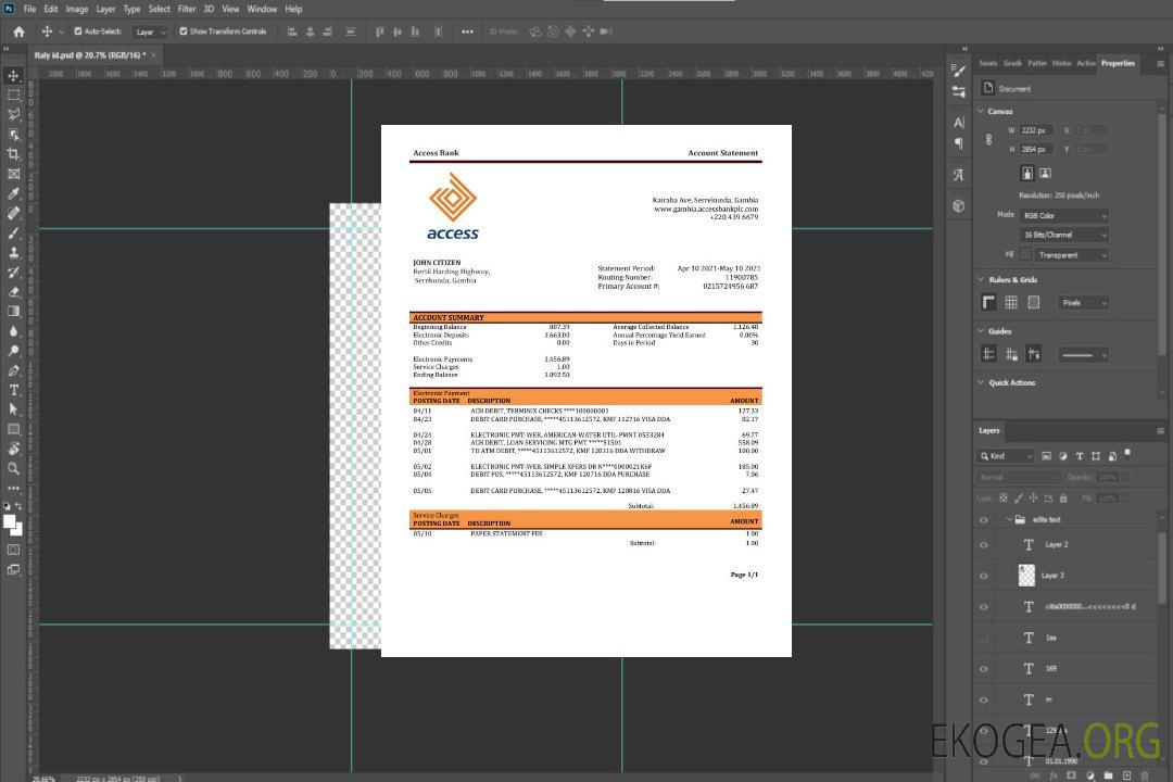 Relevé de la Gambia Access Bank template Relevé de la Gambia Access Bank template